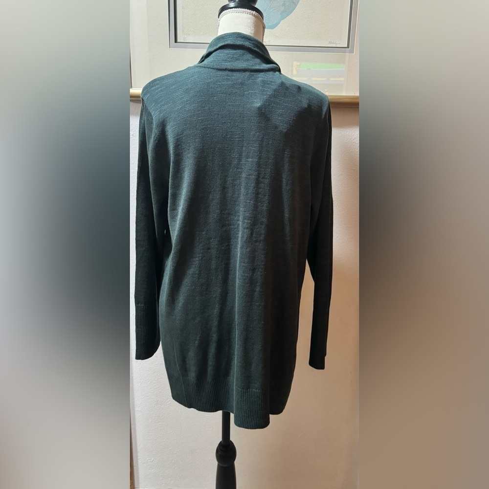 J.Jill Women L Green Textured Sweater-Jacket - Picture 3 of 16